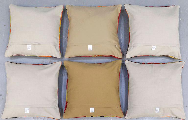 KUDDFODRAL, 6 st, Kelim, Anatoliska, ca 50 x 50 cm.