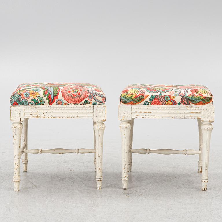 A pair of Gustavian stools, late 18th century.