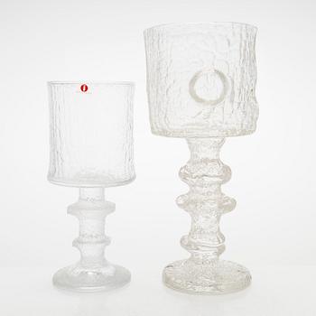 Timo Sarpaneva, "Bröderskapsglaset", 2 st och dricksglas, 5 st, "Juhlalasi" 2140, Iittala.