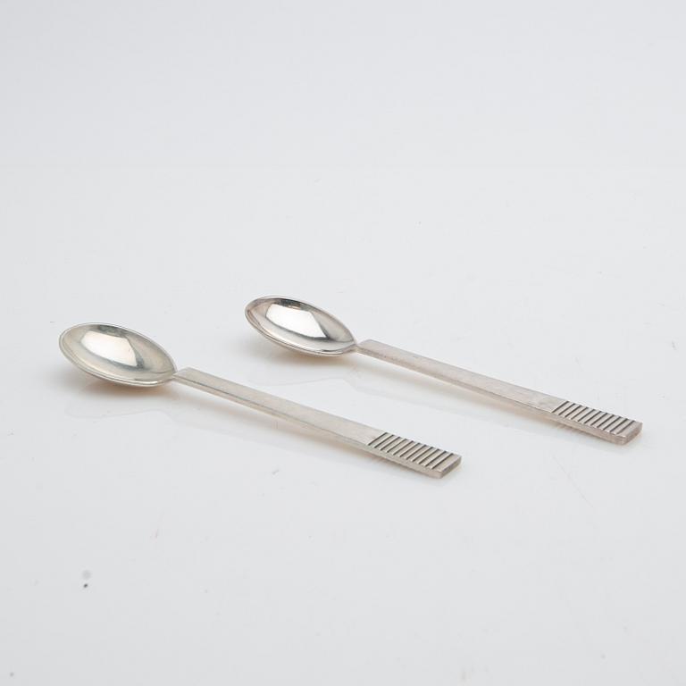 Georg Jensen, Teaspoons, 8 pieces, “Parallel”, silver, Denmark, mid-20th century.