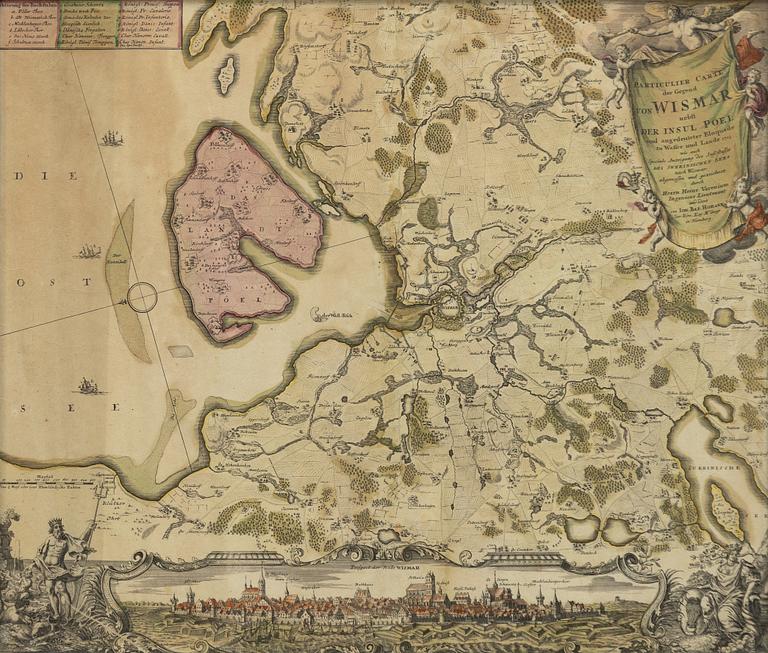 Johann Baptist Homann, "Particulier carte der Gegend von Wismar".
