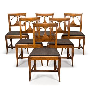 Six beech chairs from southern Jutland, Denmark, circa 1800.