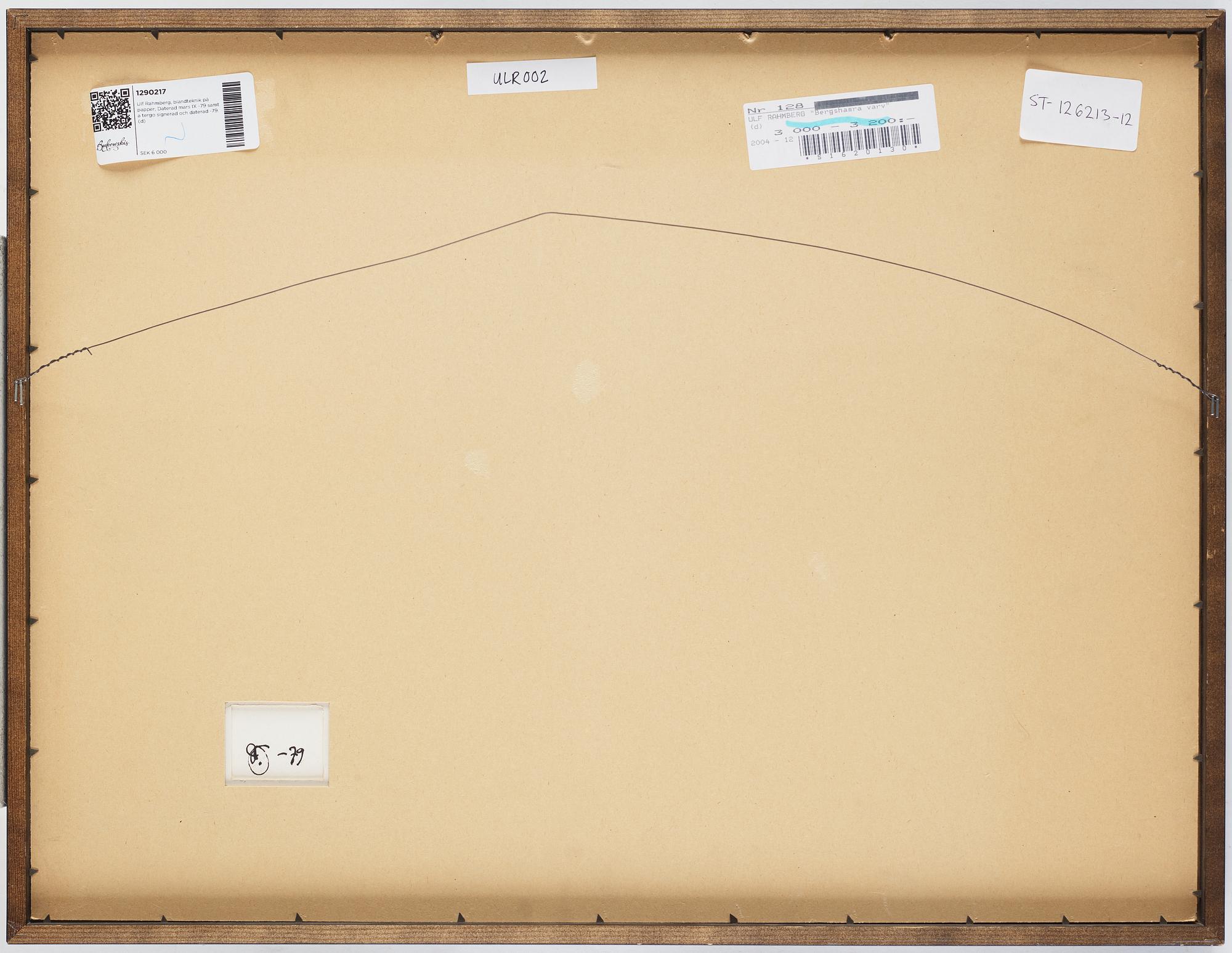 Ulf Rahmberg, mixed media on paper, signed and dated -79 on verso.