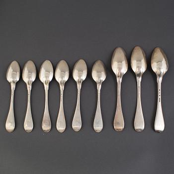 SKEDAR 6+3 st, silver, "Svensk modell", bla  Johan Erik Wallin, Stockholm 1800-talets början.