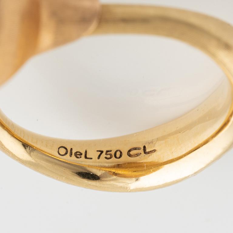 Charlotte Lynggaard för Ole Lynggaard, ring 18K guld med topas och briljantslipade diamanter "Lotus" no 3.