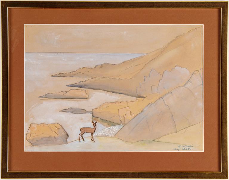 Einar Jolin, watercolour, signed and dated 1958.
