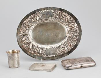 PARTI SILVER, 4 delar, b.la. C G Hallberg, Stockholm. Totalvikt 765.