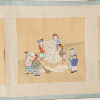 A painting of 'boys' at play by anonymous artist, late Qing dynasty.