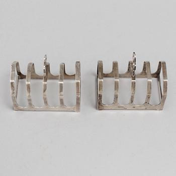 TOASTRACKS, a pair, silver, Viner's Ltd, Sheffield, England.