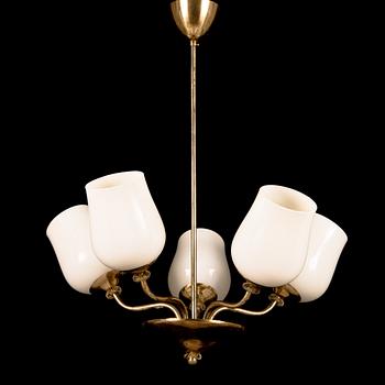 A mid-20th-century brass ceiling light, Finland.