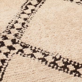 A CARPET, probably Morocco, old, ca 403 x 196 cm (plus a few cm flat weave at each end).