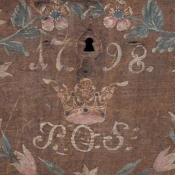 A swedish wooden chest, dated 1798.