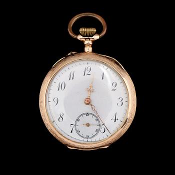 FICKUR, 14K guld, 1900-talets första hälft. Vikt inklusive urhus ca 29 g.