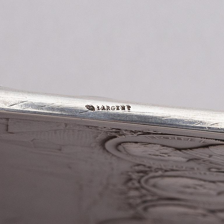 A Nobel commemorative silver plaque, marked Henri Varenne, Paris 1907.