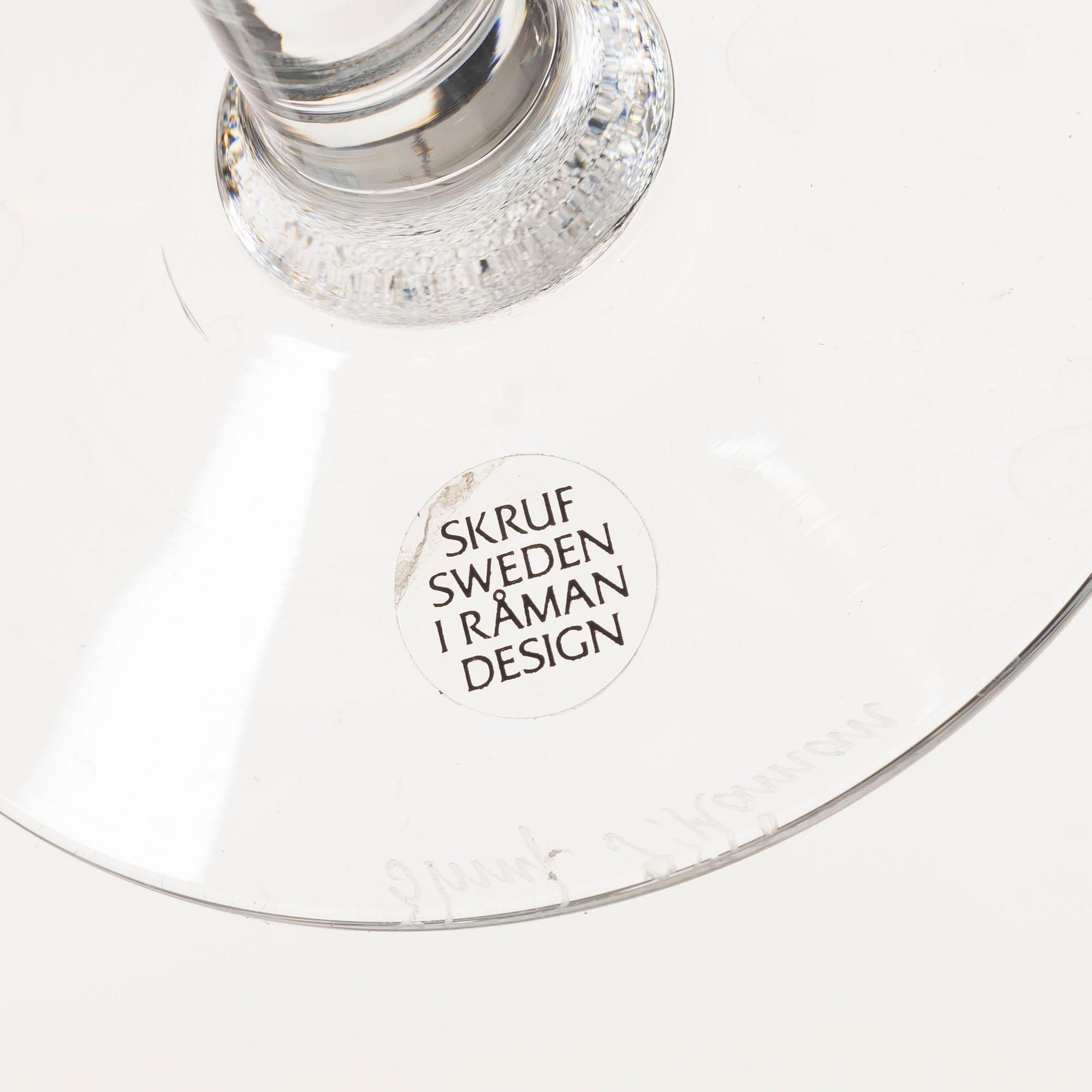 Ingegerd Råman, a set of 14 wine glasses, "Bellman", Skruf.