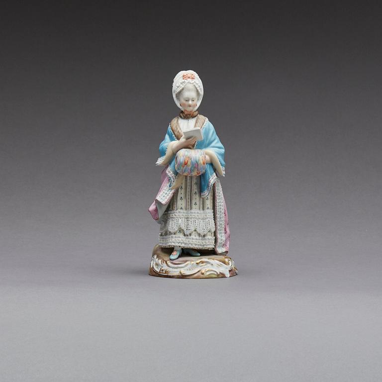 FIGURIN, Chelsea-liknande märke, porslin, 17/1800-tal.