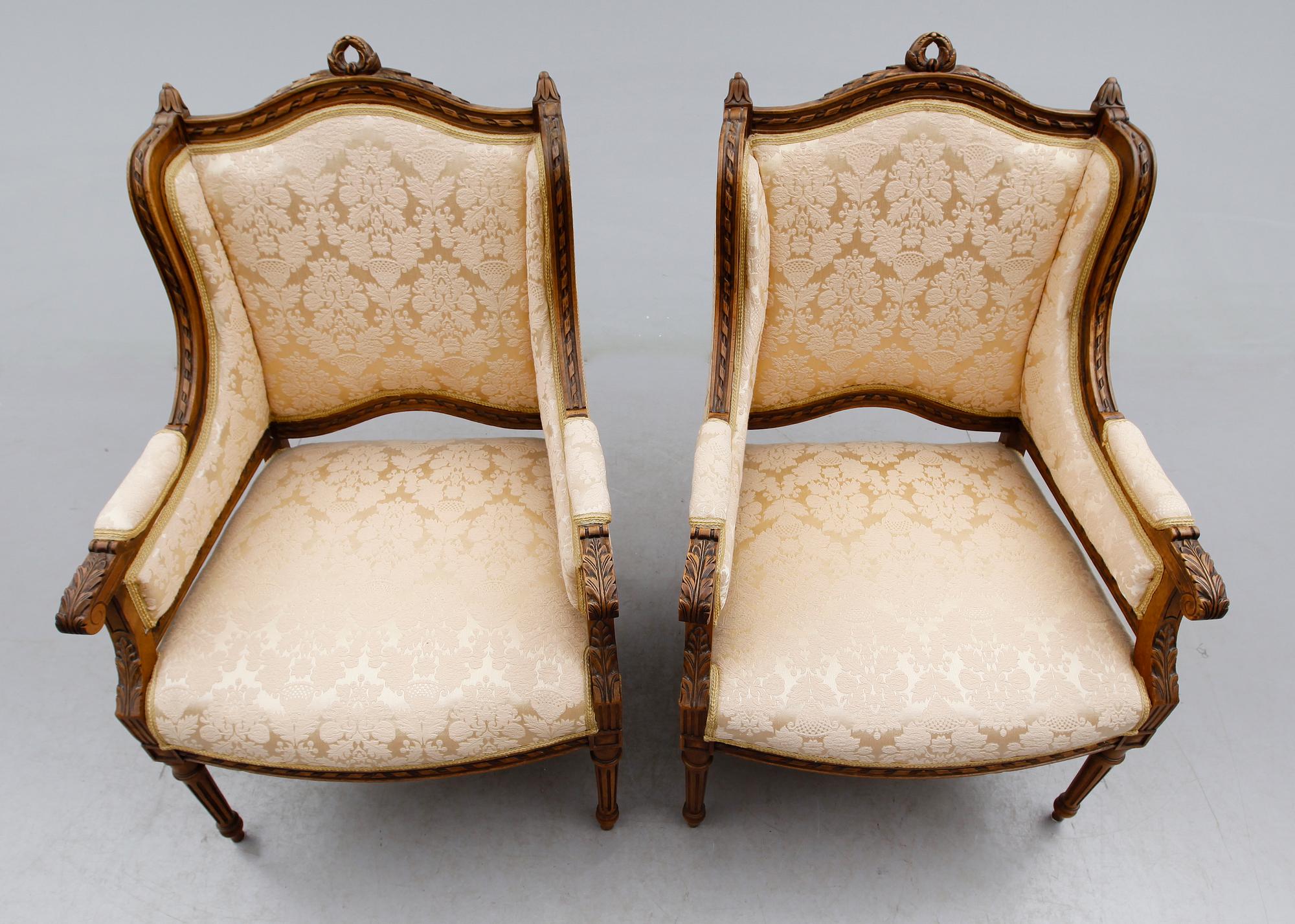 FÅTÖLJER, 1 par, gustaviansk stil, 1800-talets andra hälft.