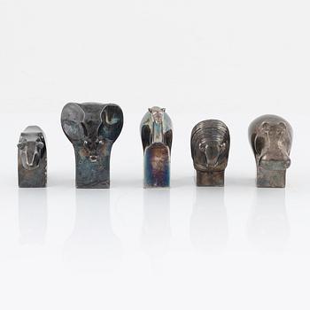 Gunnar Cyrén, figuriner, 5 st, silverpläterad zink, Dansk Designs, Japan.