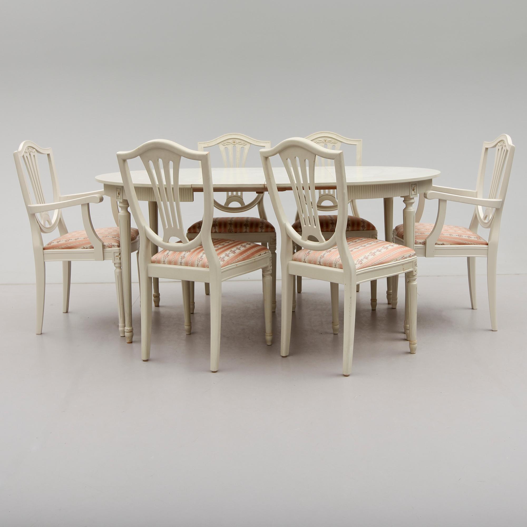 MATGRUPP, 7 delar, gustaviansk stil, 1900-talets andra hälft.