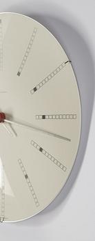 Arne Jacobsen, an aluminium quartz 'Bankers' wall clock by Georg Christensen, designed in 1971.