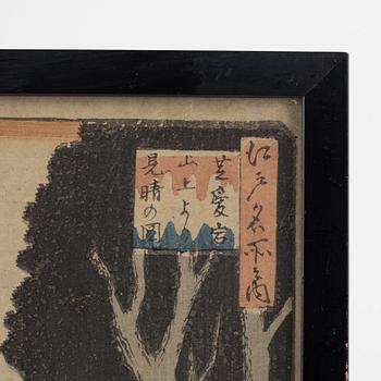 Ando Utagawa Hiroshige, efter, färgträsnitt, 3 st, Japan, tidigt 1900-tal.