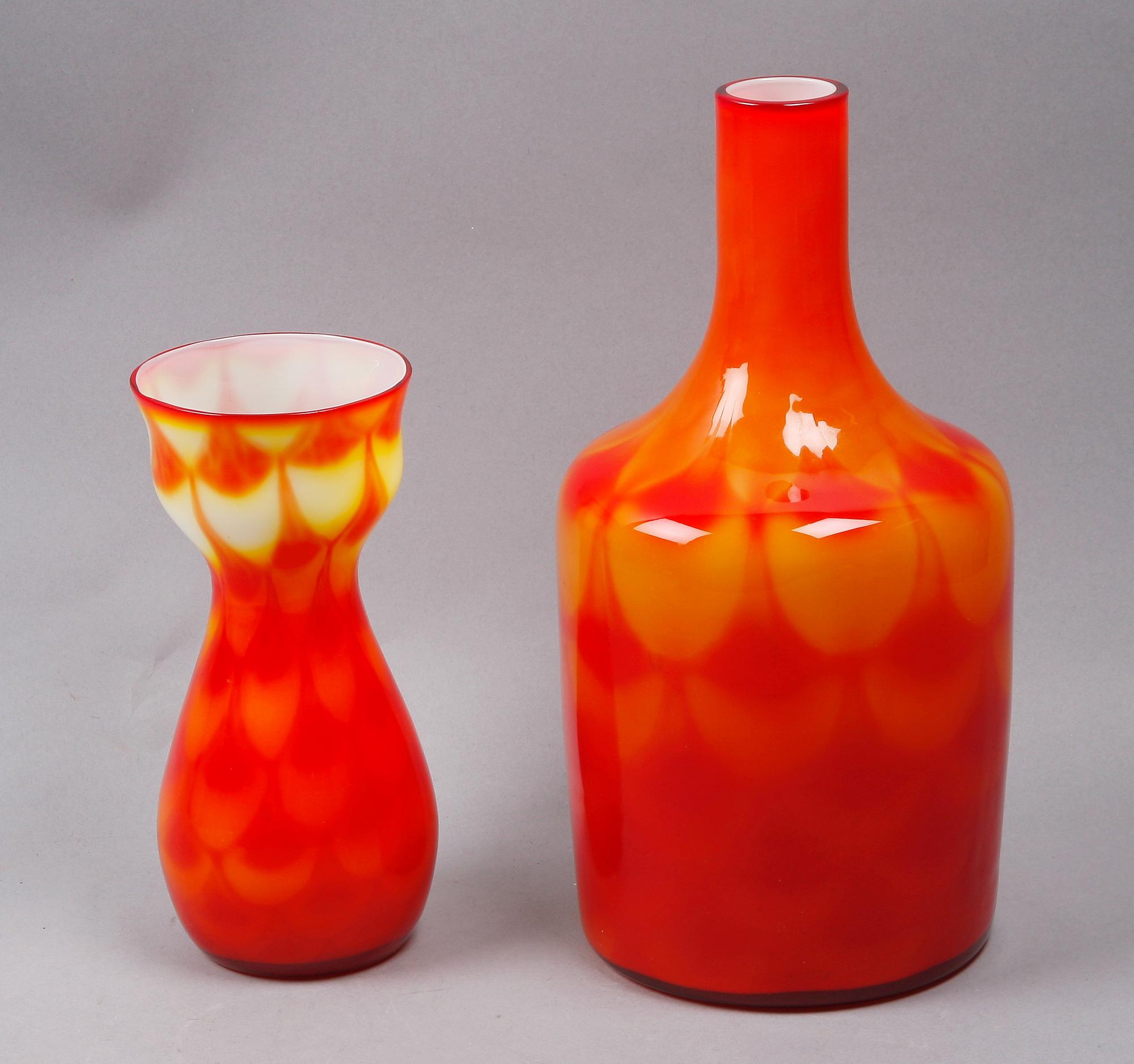 VASER, 2 st, glas. Elme glasbruk. 1960-tal.