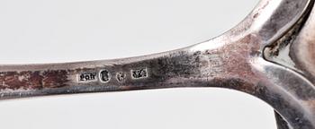 SOPP- SAMT SÅSSLEV, silver, bla Pehr Olof Hellsund, Karlstad. 1850-tal.