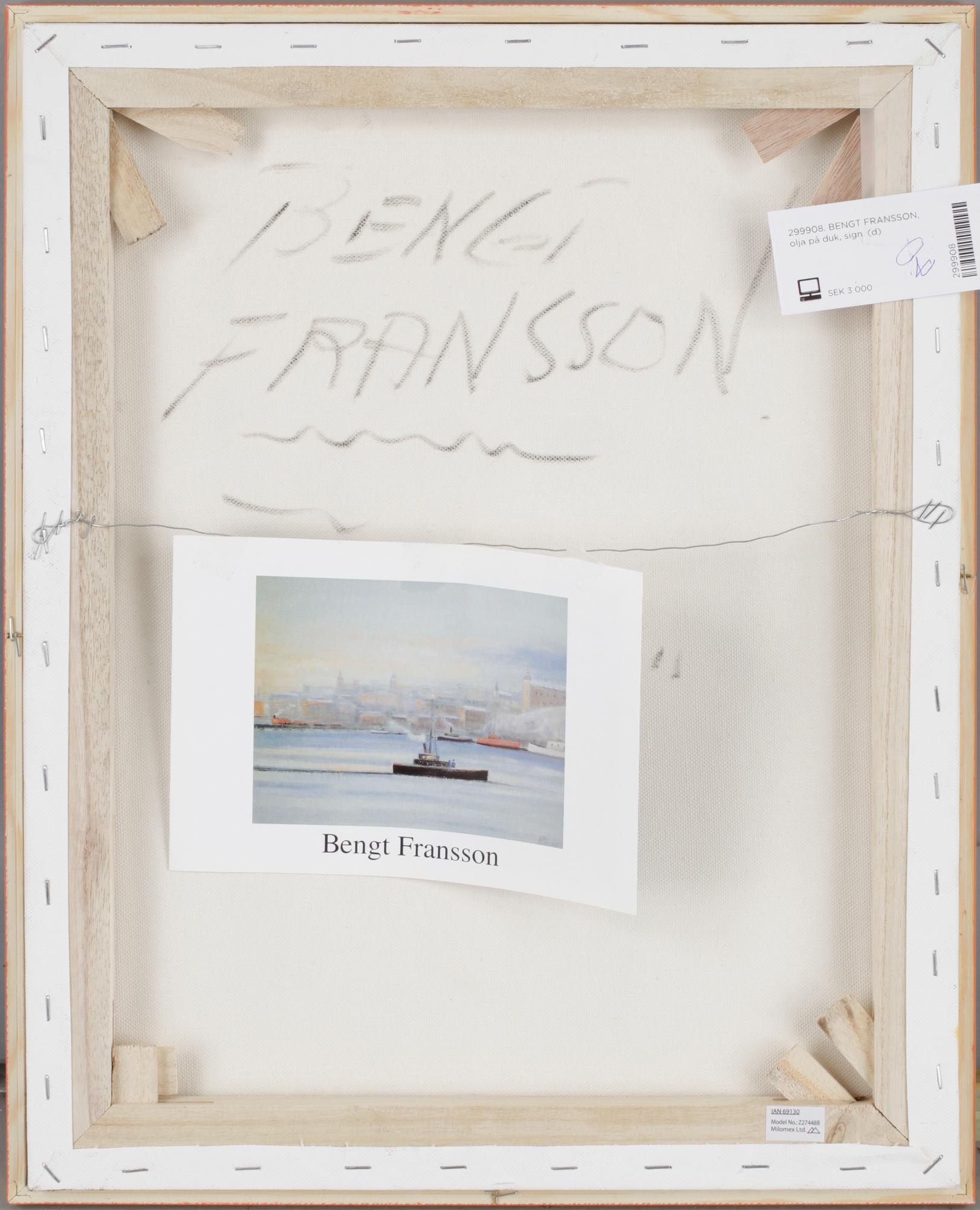 BENGT FRANSSON, olja på duk, sign.