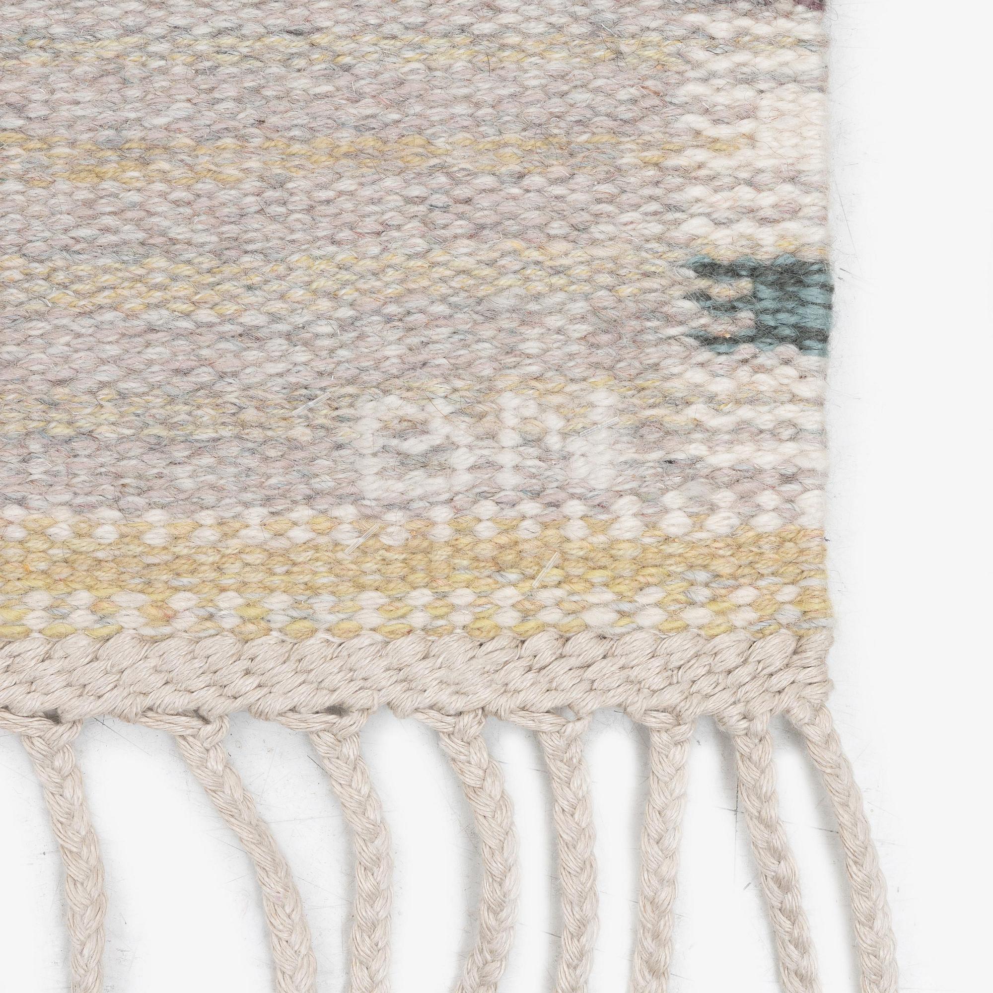 Barbro Nilsson, a carpet, 'Falurutan gul S', flat weave, c. 200 x 150 cm, signed AB MMF BN.