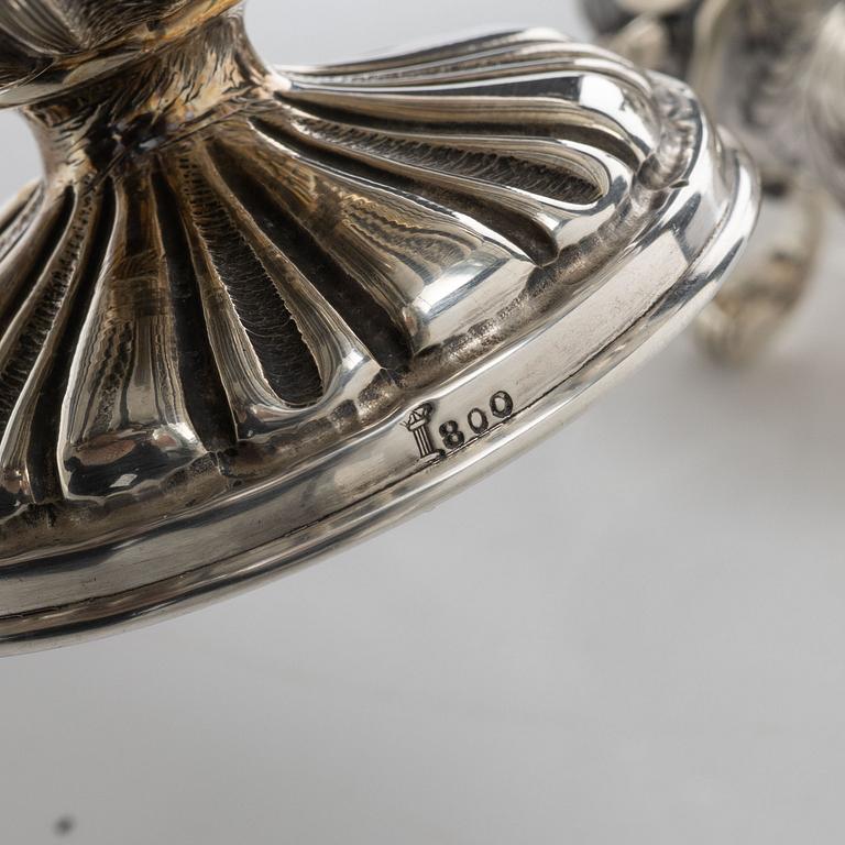 A silver sugar bowl and a set with creamer and sugar bowl, silver, 20th century.