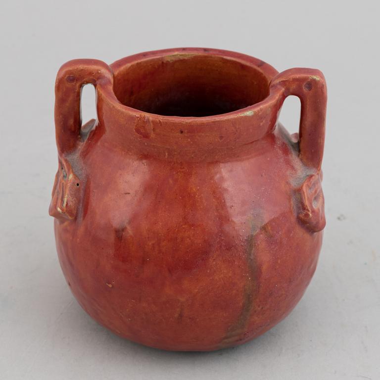 Ragnhild Godenius, two Two Art Nouveau glazed ceramic vases, one signed and dated 191? and 1914.