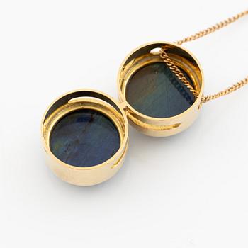 Pendant with chain 18K gold with spectrolite.