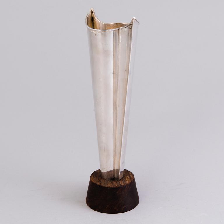 TAPIO WIRKKALA, a silver vase, 'Liekki' ('Flame'), marked TW, Kultakeskus, Tavastehus, Finland 1963.