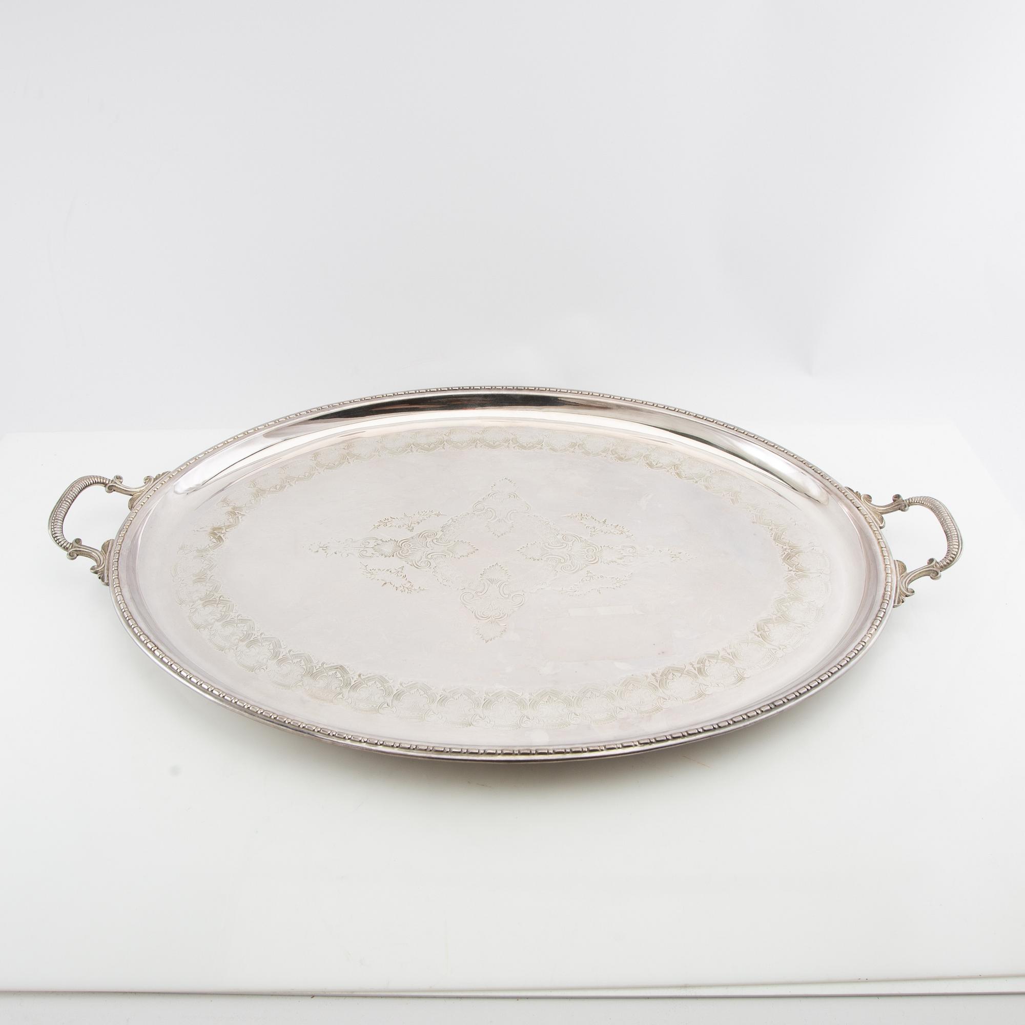 Trays 2 pcs of silver-plated metal, first half of the 20th century.