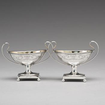 Mikael Nyberg, saltkar, ett par, silver, Stockholm 1795, Gustavianska.