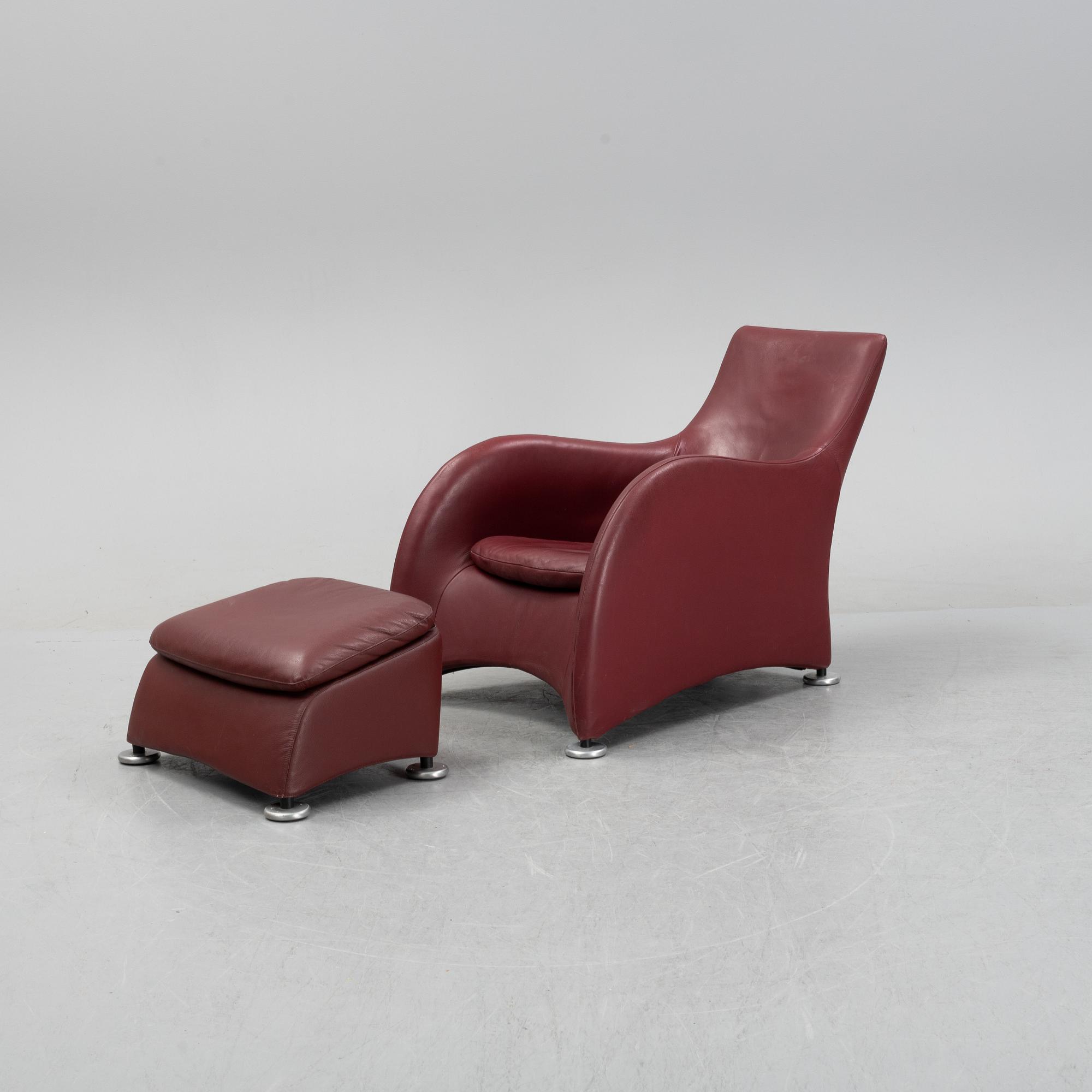 Gerard van den Berg, a 'Loge' lounge chair with ottoman, Montis, Holland.