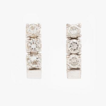 Earrings, a pair, 18K white gold with small brilliant-cut diamonds.
