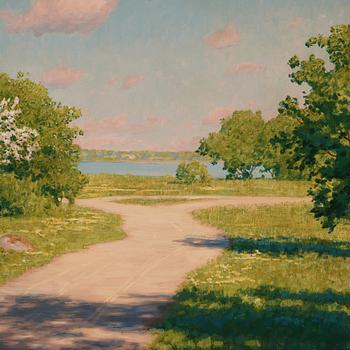 Johan Krouthén, Sommarlandskap med blommande fruktträd.