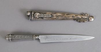 GAUCHOKNIV MED BALJA, nysilver och stål, Sydamerika, 1900-tal.