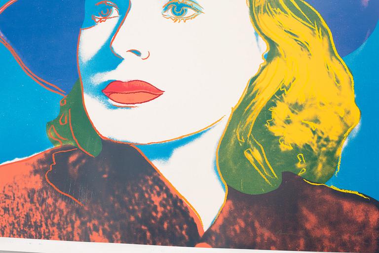 ANDY WARHOL, "With hat" ur "Three portraits of  Ingrid Bergman by Andy Warhol"  silkscreen signerad och numerad 15/250.