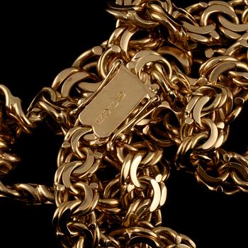 HALSKEDJA, 18k guld, Ahrenbecks Juvelsmide, Kungsbacka, 1999. Vikt 80 g.