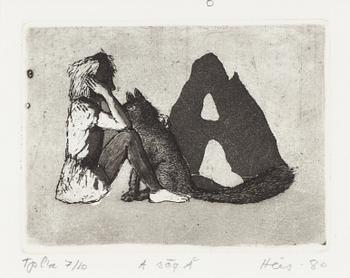 Outi Heiskanen, etching, signed and dated -80, Tpl'a 7/10.