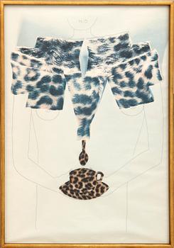 Meret Oppenheim, mixed media/kollage signerad 1967.