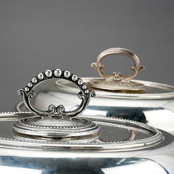 KAROTTER, ett par, nysilver, England, 1900-tal.