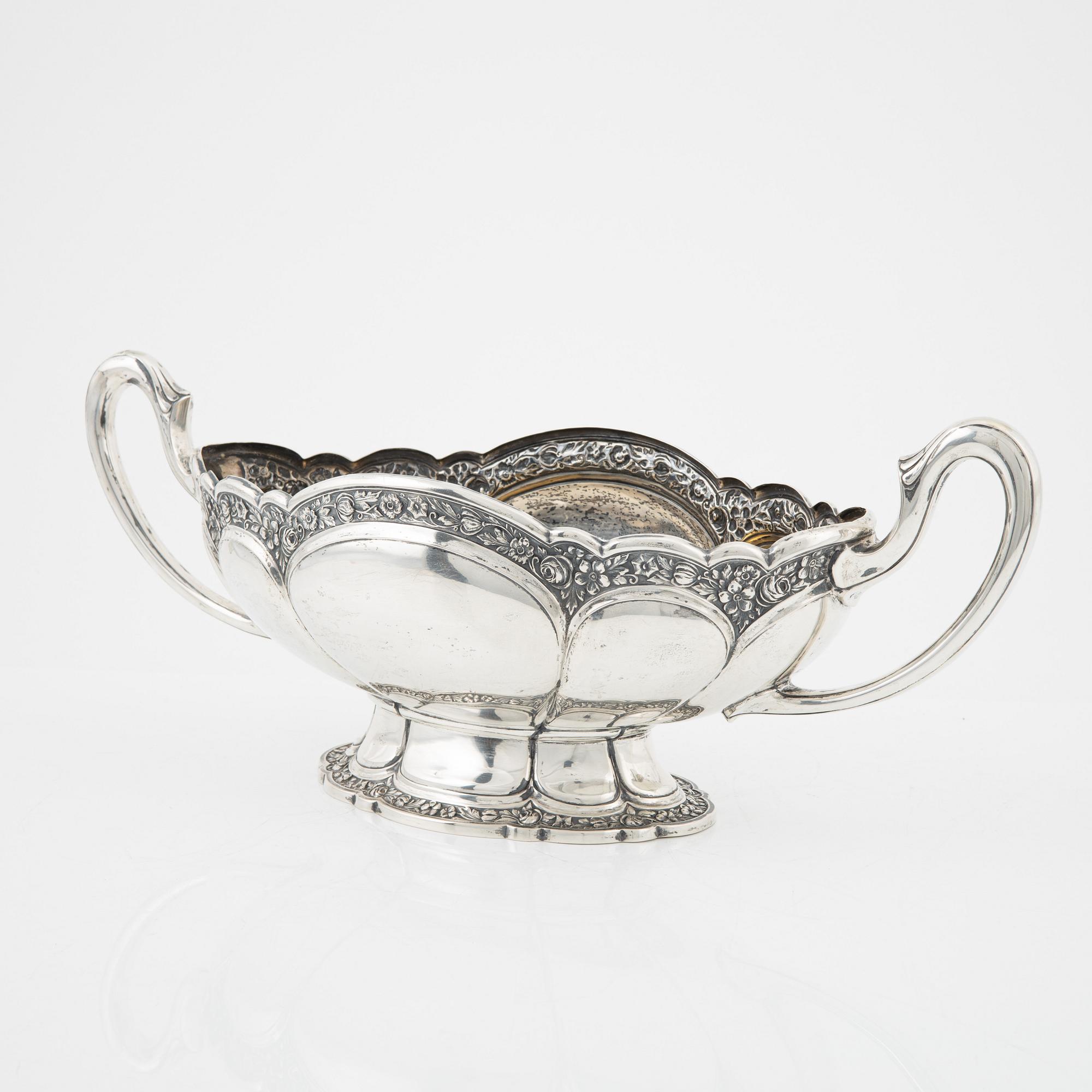 A silver jardiniere and a box,  including mark of Johan Petter Lund, Kristianstad (active 1795-1808).