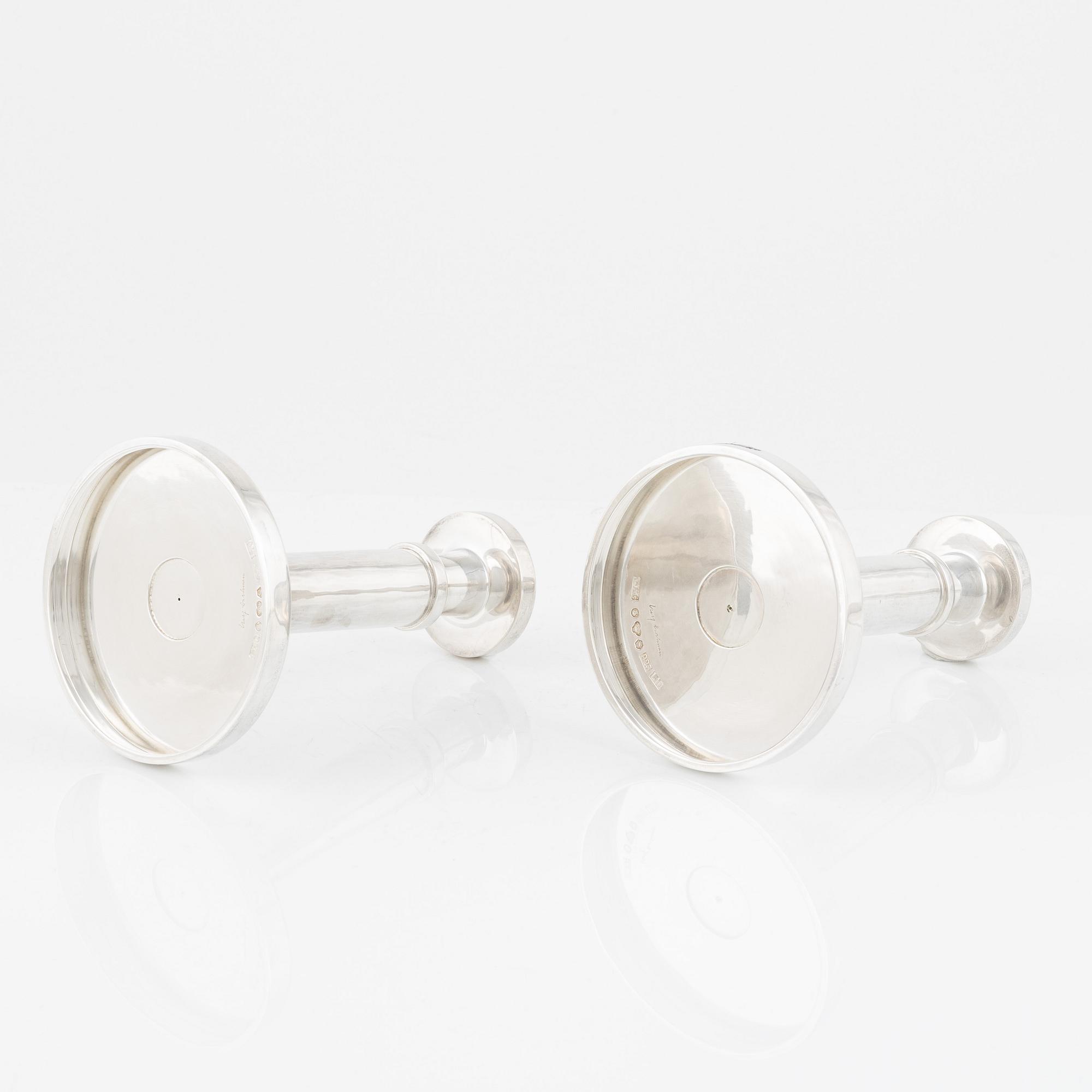 Rolf Carlman, ljusstakar, ett par, silver, CF Carlman, Stockholm 1985.