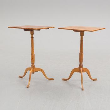 Two first half of the 19th century tilt top tables.