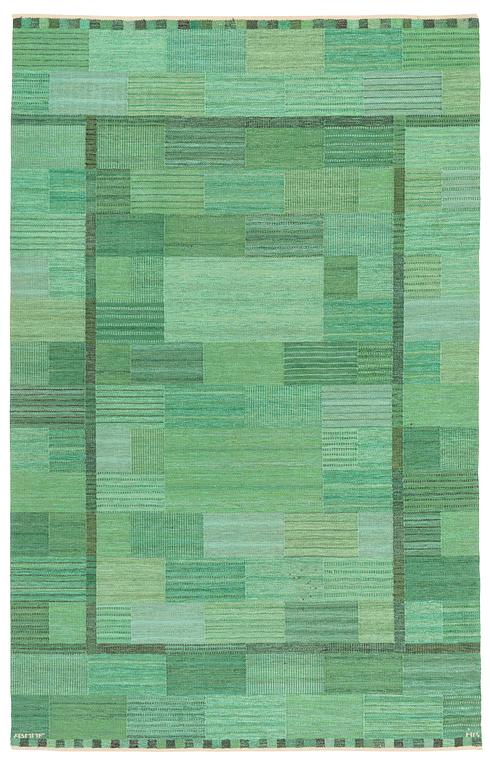 Marianne Richter, a carpet, "Fasad, grön II", flat weave, ca 305 x 195 cm, signed AB MMF MR.