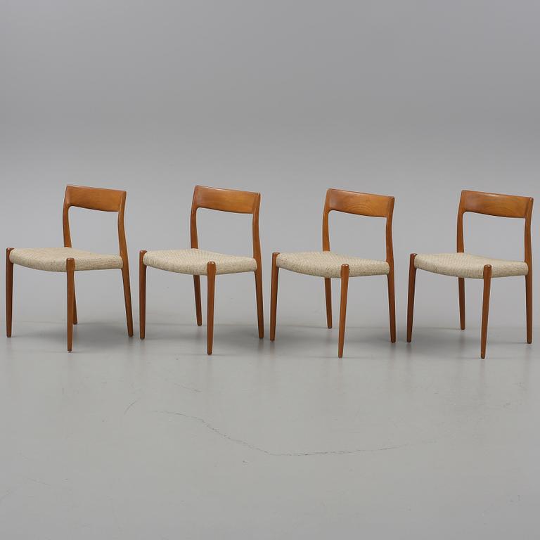 KARMSTOLAR, 4 st, "modell 77", Niels O. Møller, Danmark, 1950/1960-tal.