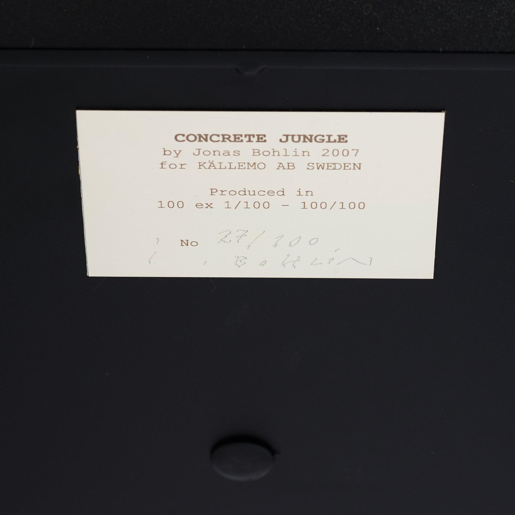 Jonas Bohlin, a 'Concrete Jungle' table, ed. 27/100, Källemo, post 2007.